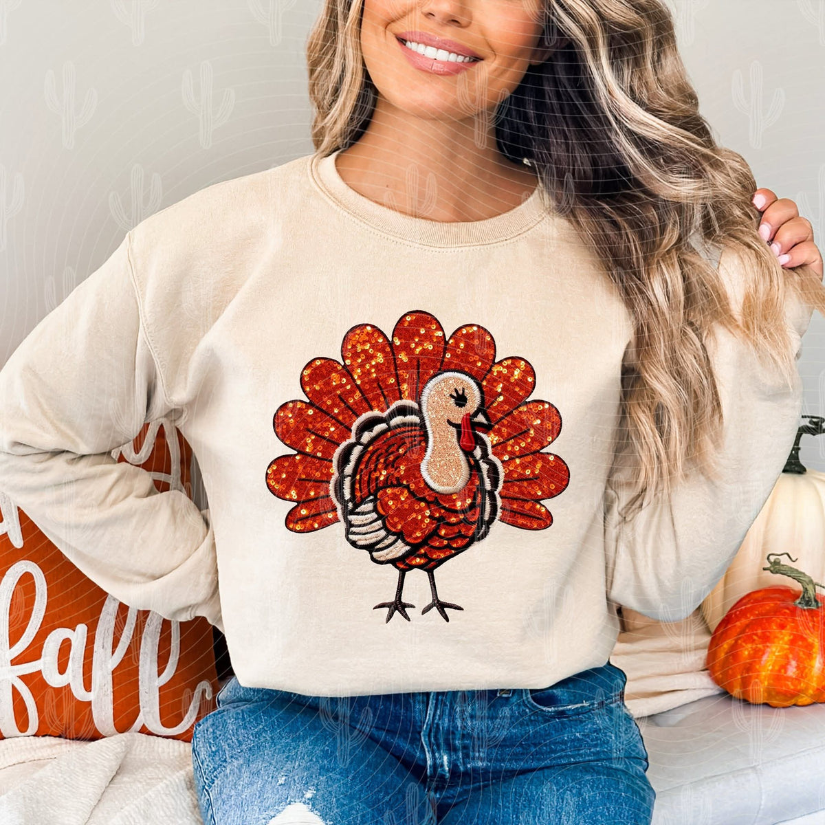Faux Sequin Turkey orange (crafti) DTF transfer