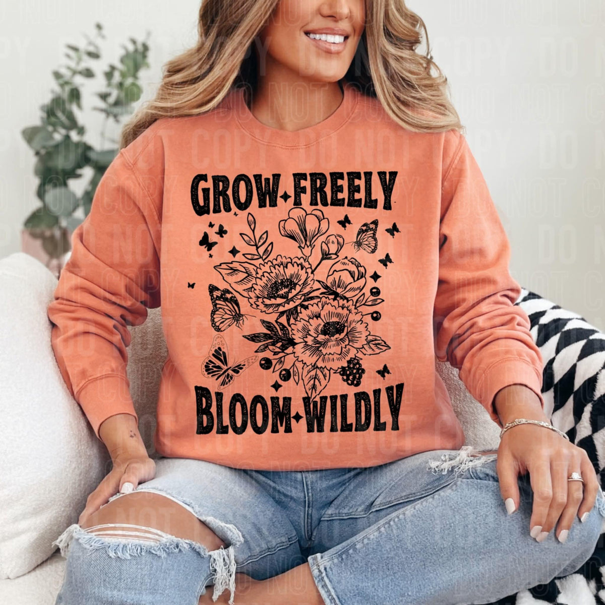 Grow Freely BLACK sbb DTF transfer