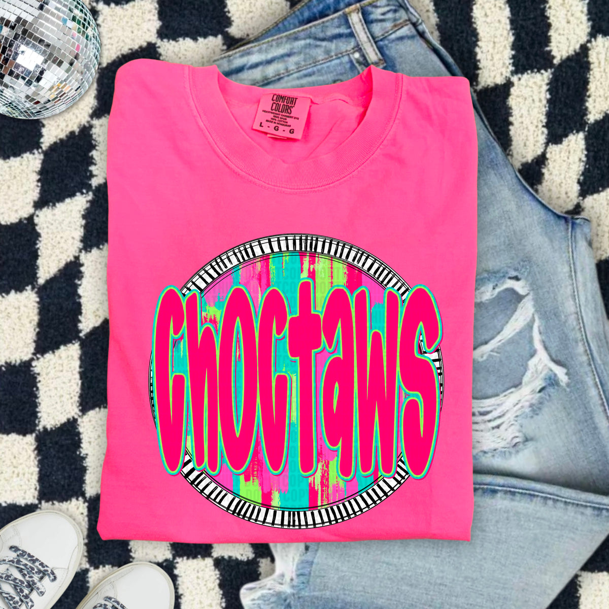 Choctaws pink font circle 103901 DTF transfer