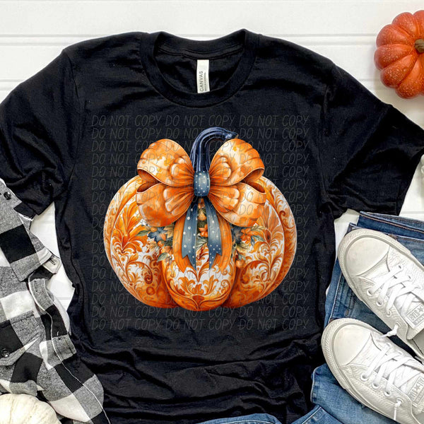 Patterned pumpkin with bow (CITY) 44367 DTF transfer