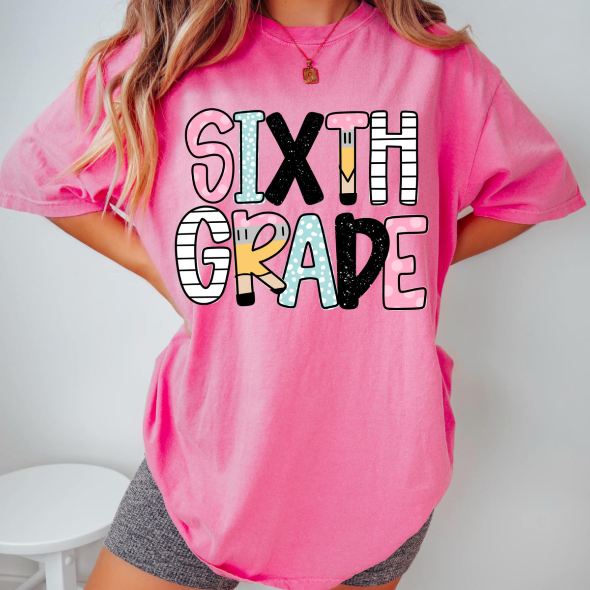 Sixth grade pencil/paper font (CMD) 99613 DTF transfer