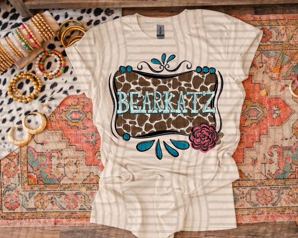 Bearkatz Cowhide & Turquoise Mascots (Caplinger) DTF transfer