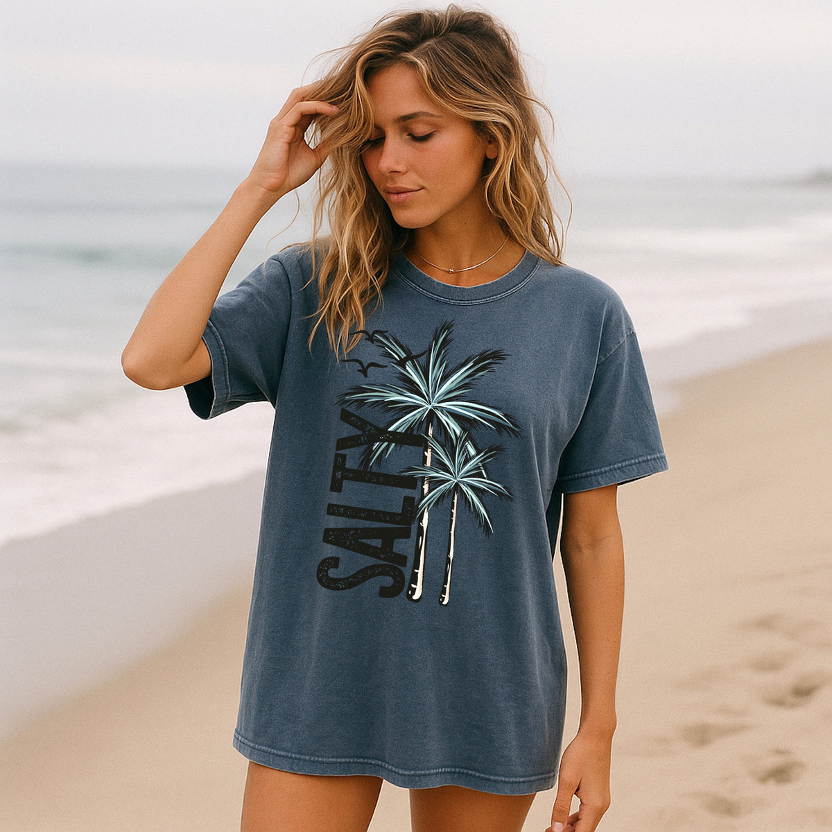 Salty vertical blue palm trees (csc) DTF Transfer