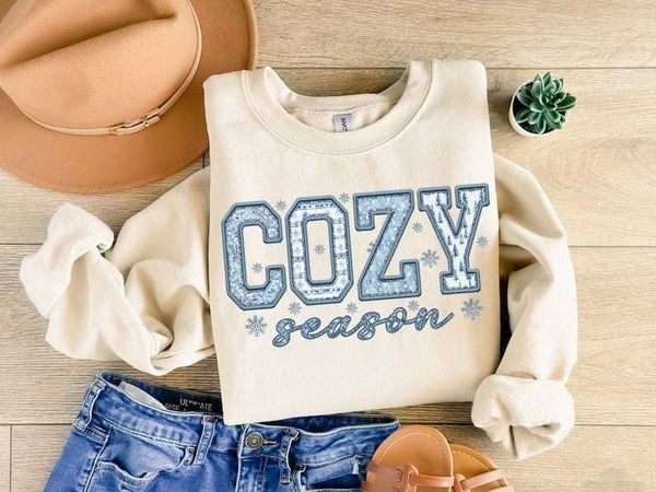 Cozy season blue embroidery 73854 DTF transfer