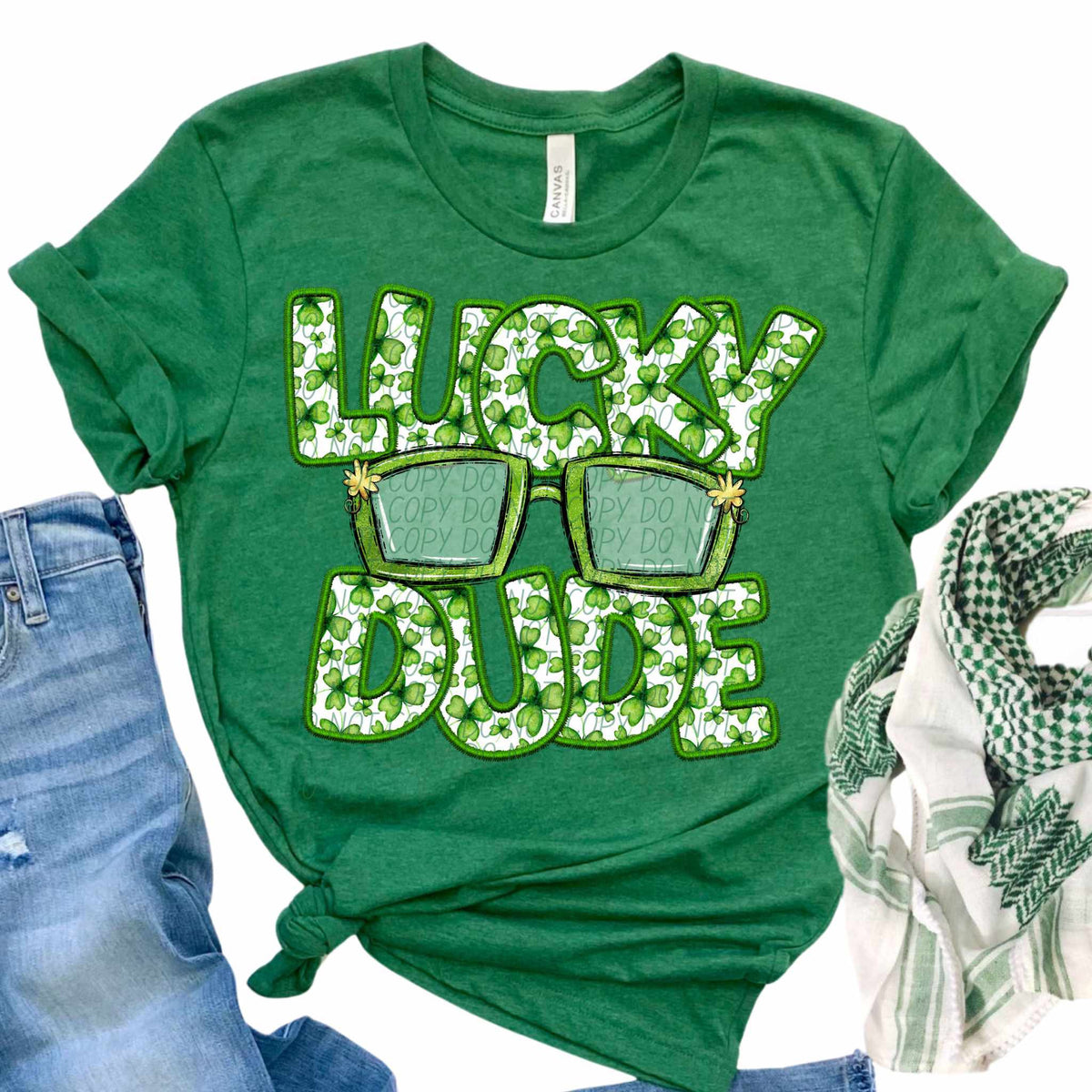 Lucky dude glasses clover embroidery (CITY) 85101 DTF transfer
