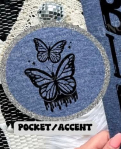 You give your man butterflies BLACK pocket (Linda) 99724 DTF transfer