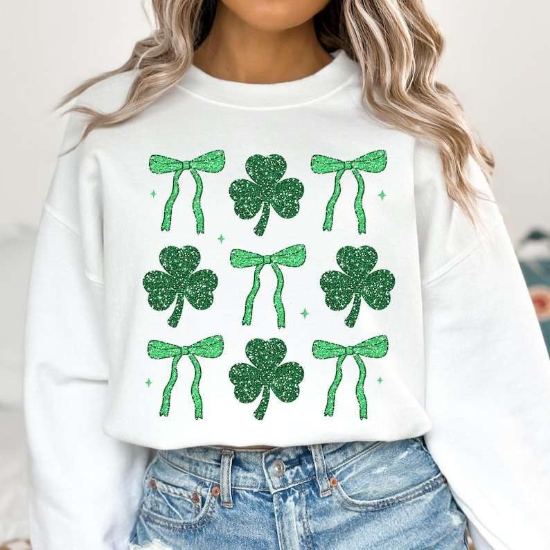 Green clover and bow collage 77611 DTF transfer