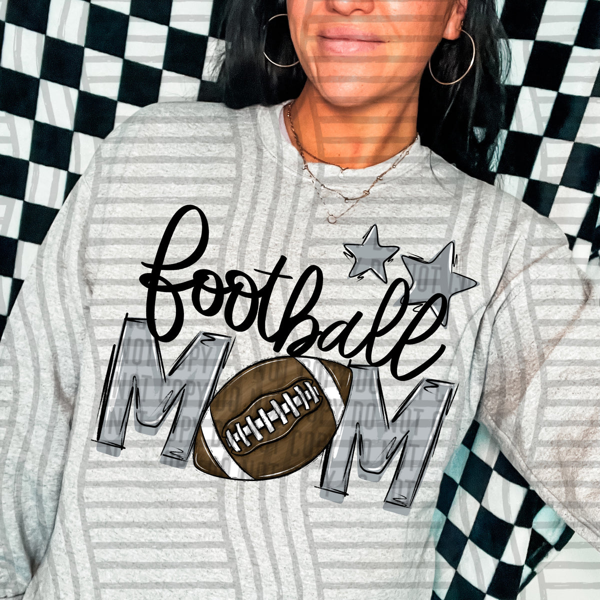 football mom gray grey stars (Caplinger) DTF transfer