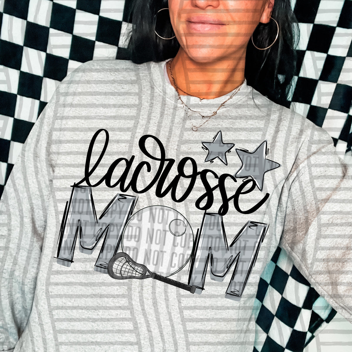 lacrosse mom gray grey stars (Caplinger) DTF transfer