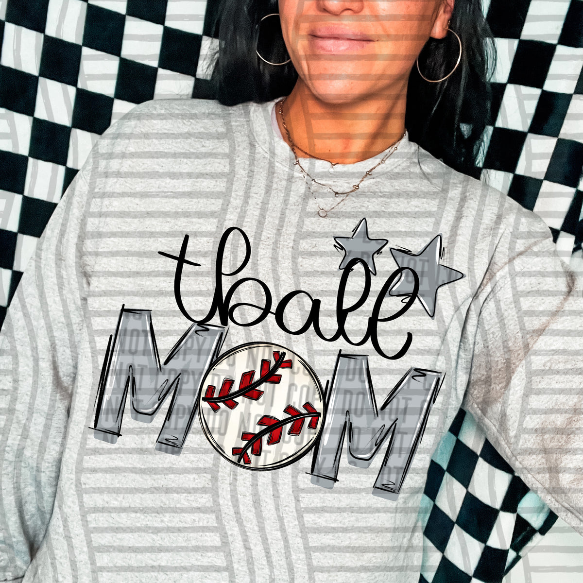 tball mom grey grey stars (caplinger) DTF transfer