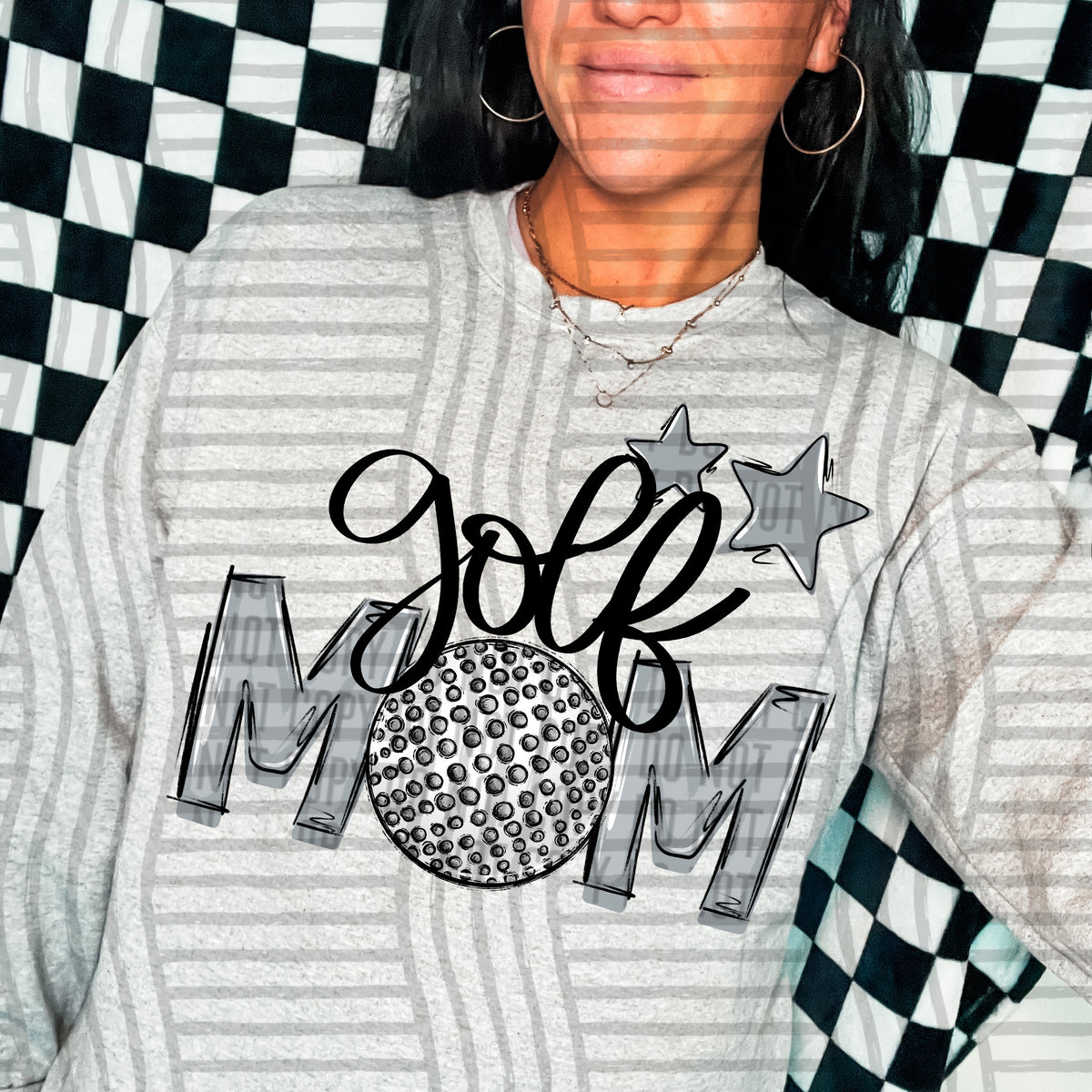 golf mom gray gray stars (Caplinger) DTF transfer