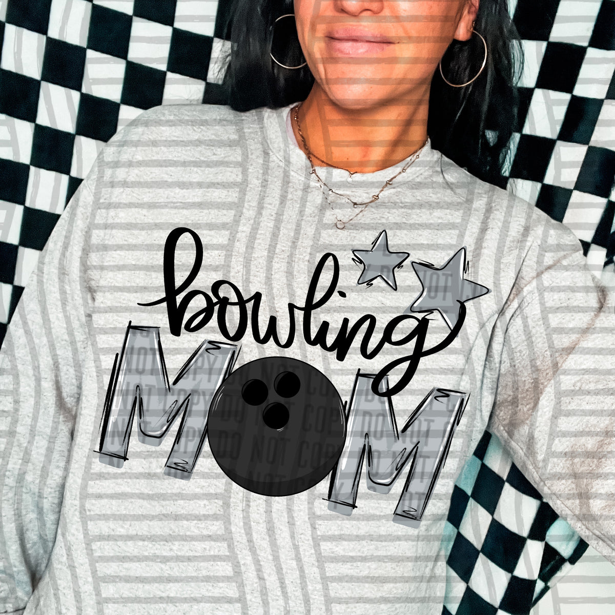 bowling mom grey stars (Caplinger) DTF transfer