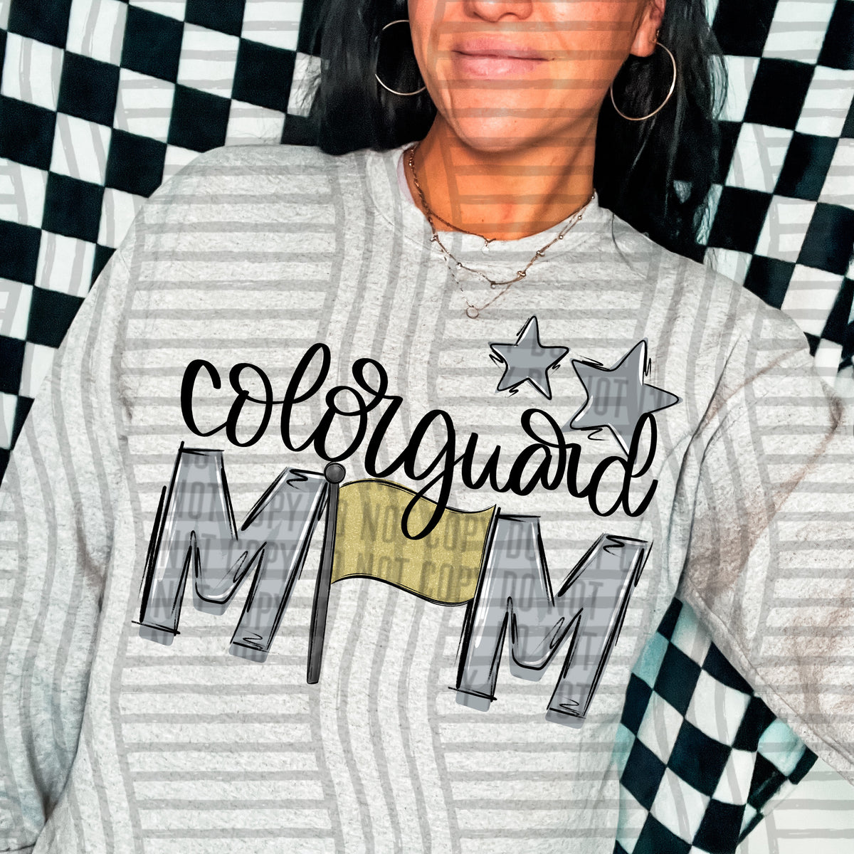 color guard mom gray gray stars (Caplinger) DTF transfer
