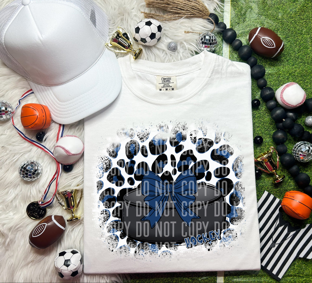 Hockey Puck Leopard Background Navy Blue (Caplinger) DTF transfer