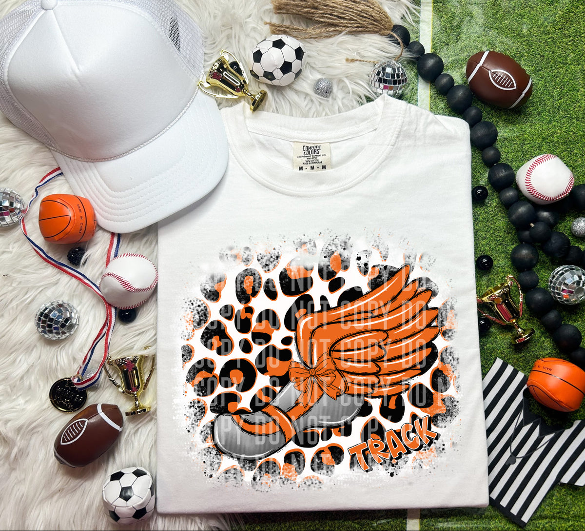 Track Shoe Leopard Background Orange (Caplinger) DTF transfer