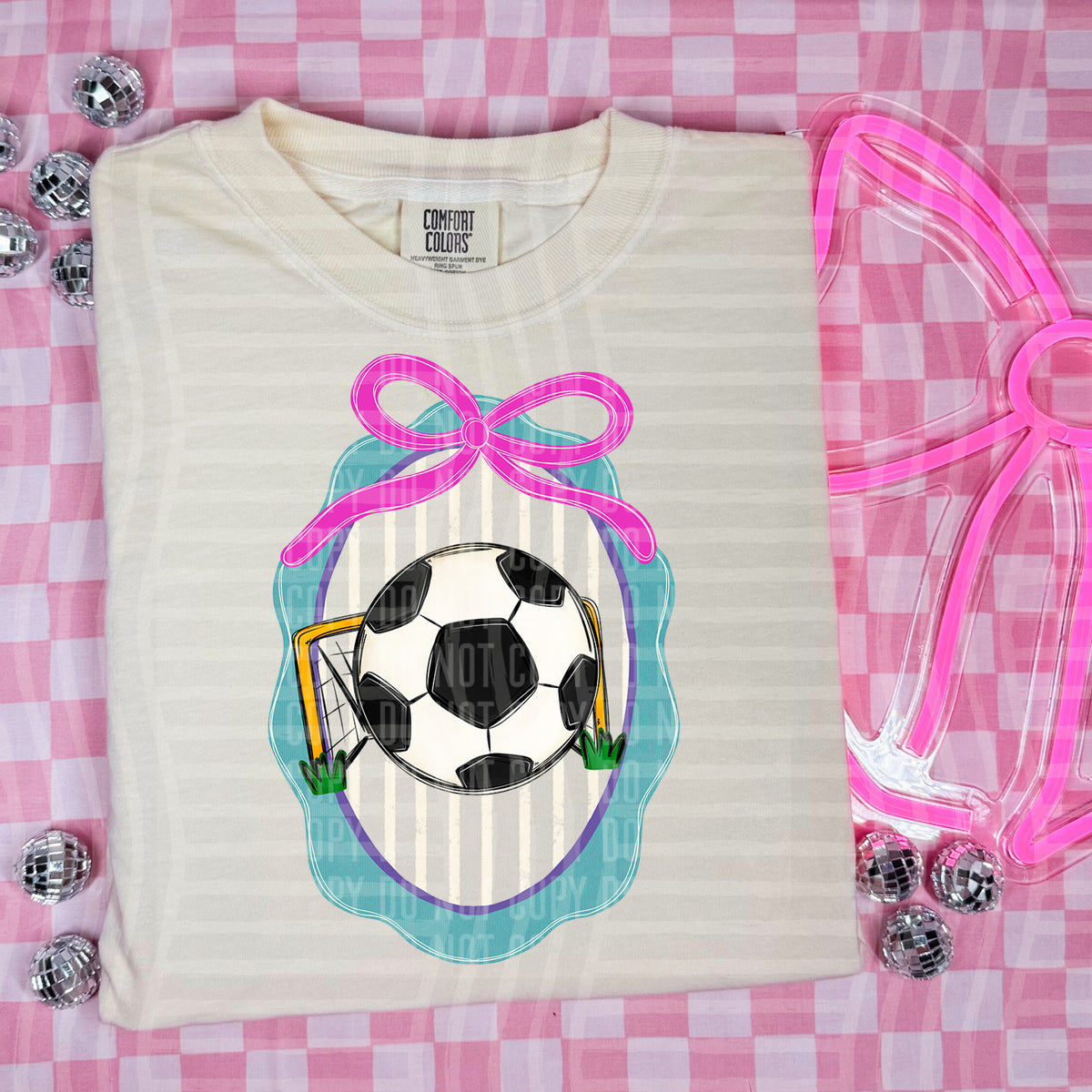 Soccer frame pink bow (Caplinger) DTF Transfer