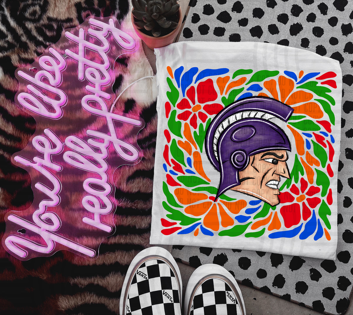 Purple Trojan Retro Floral (Caplinger) 101121 DTF transfer