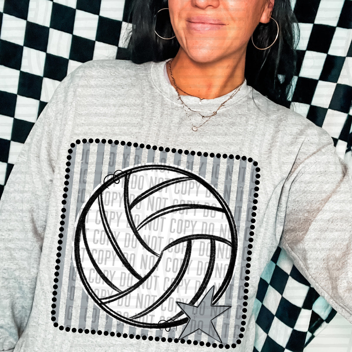 Volleyball grey striped frame (Caplinger) DTF transfer