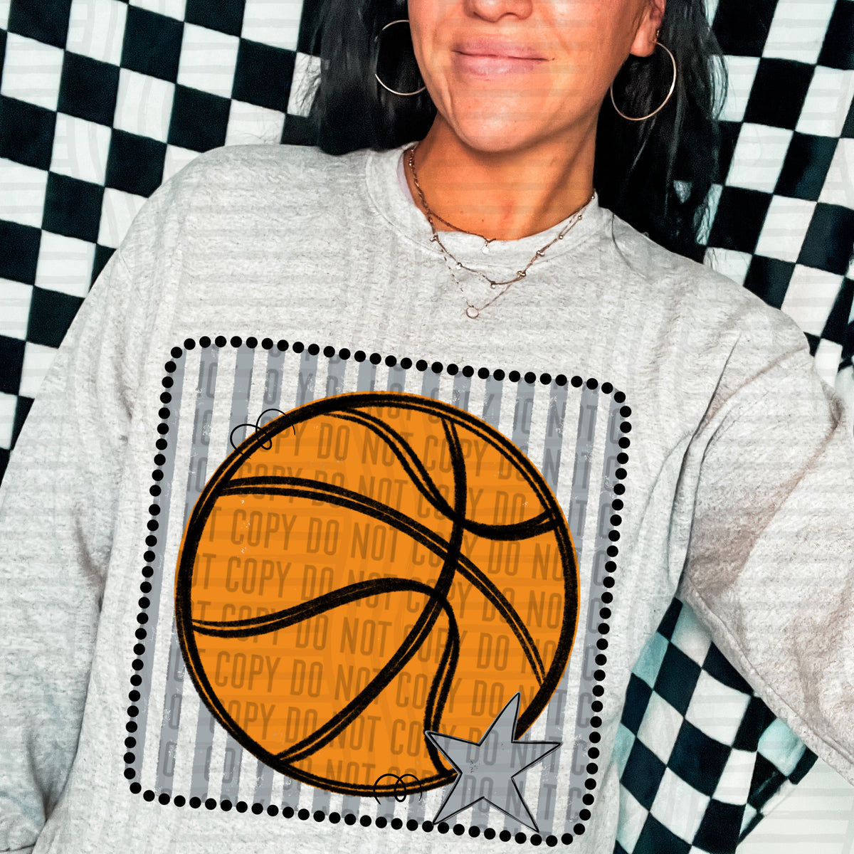 Basketball grey striped frame (Caplinger) DTF transfer