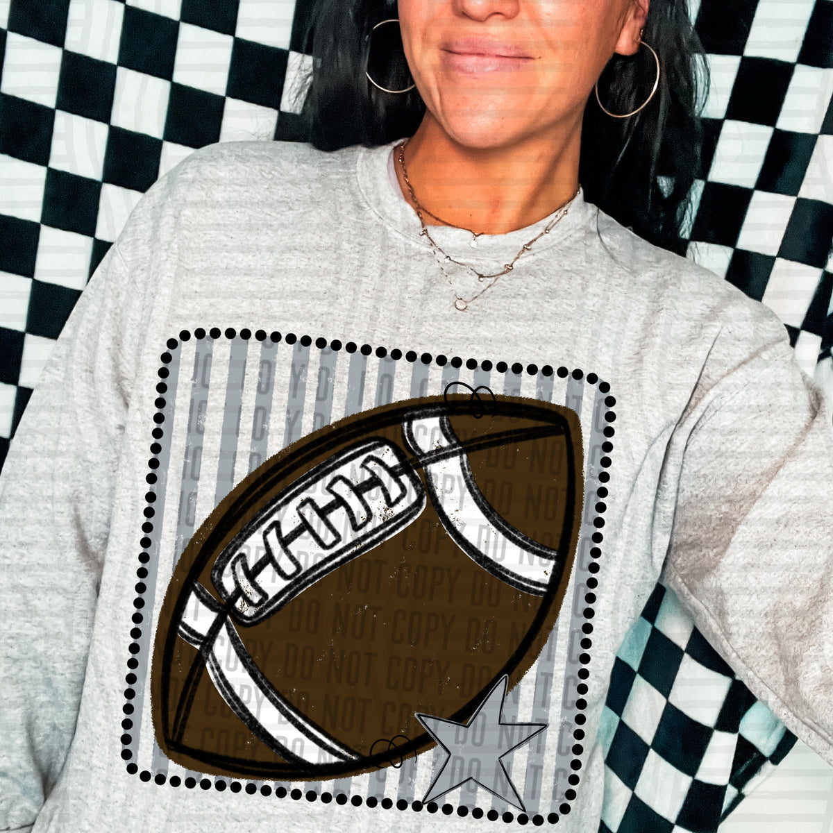 Football grey striped frame (Caplinger) DTF transfer