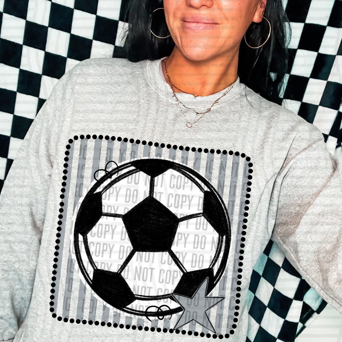 Soccer grey striped frame (Caplinger) DTF transfer