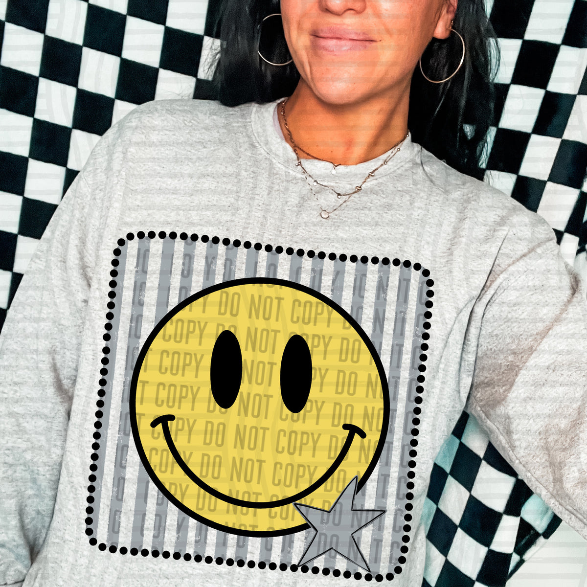 Smiley grey striped frame (Caplinger) DTF transfer