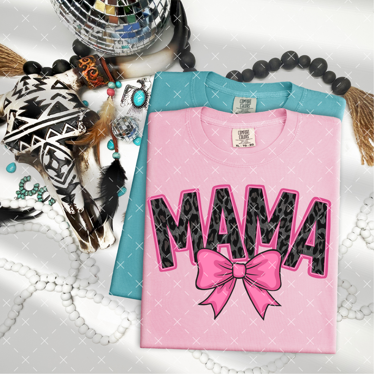 Black Leopard Mama Pink Outline and Bow (SSD) DTF transfer