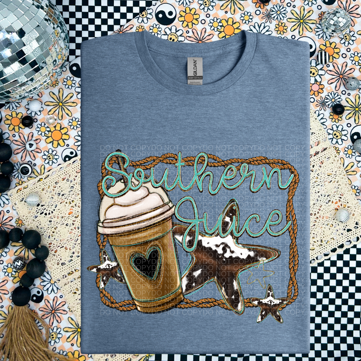 Southern Juice Cow Star and Coffee (SSD) DTF transfer