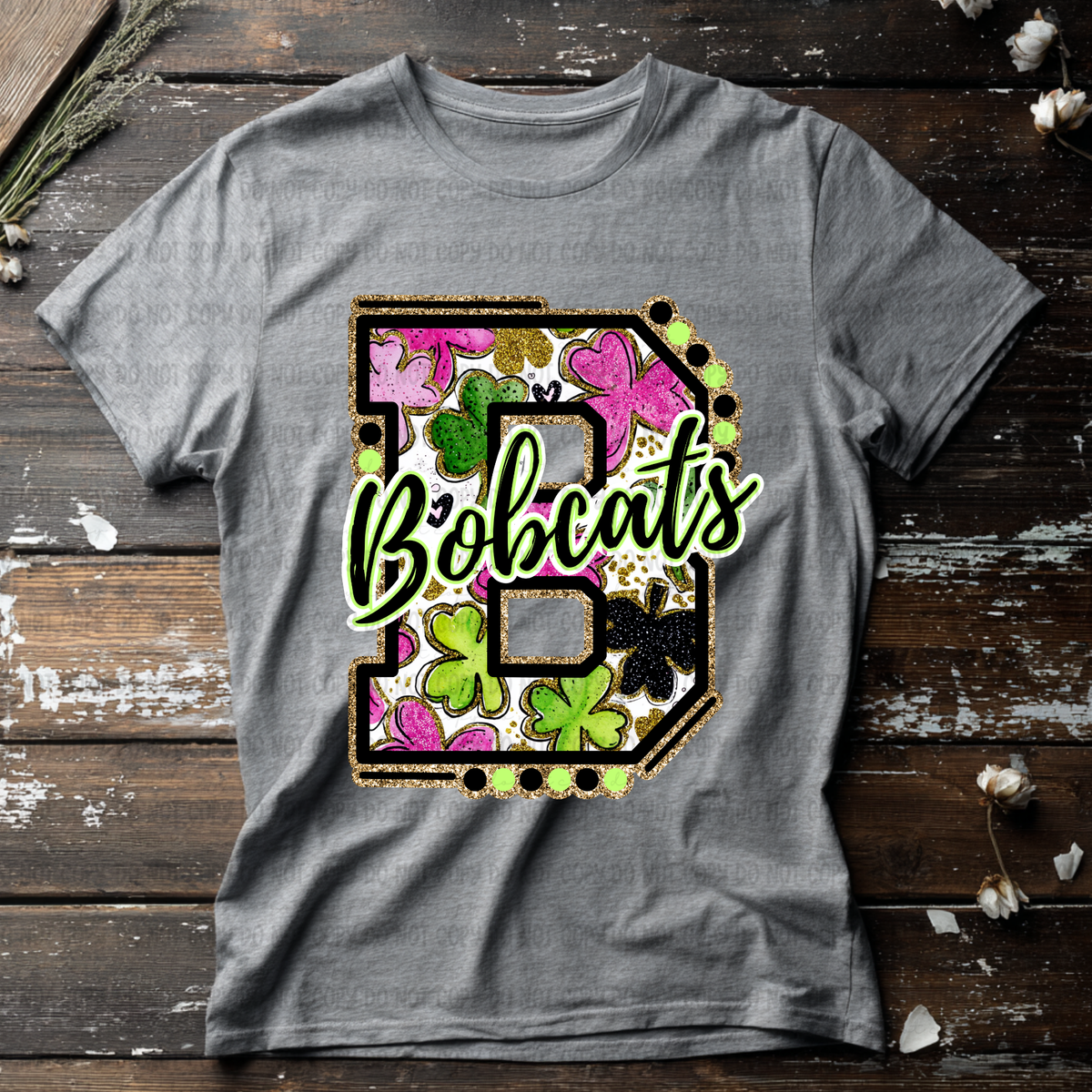 Bobcats letter St. Patrick's Day PINK (Revel) DTF Transfer