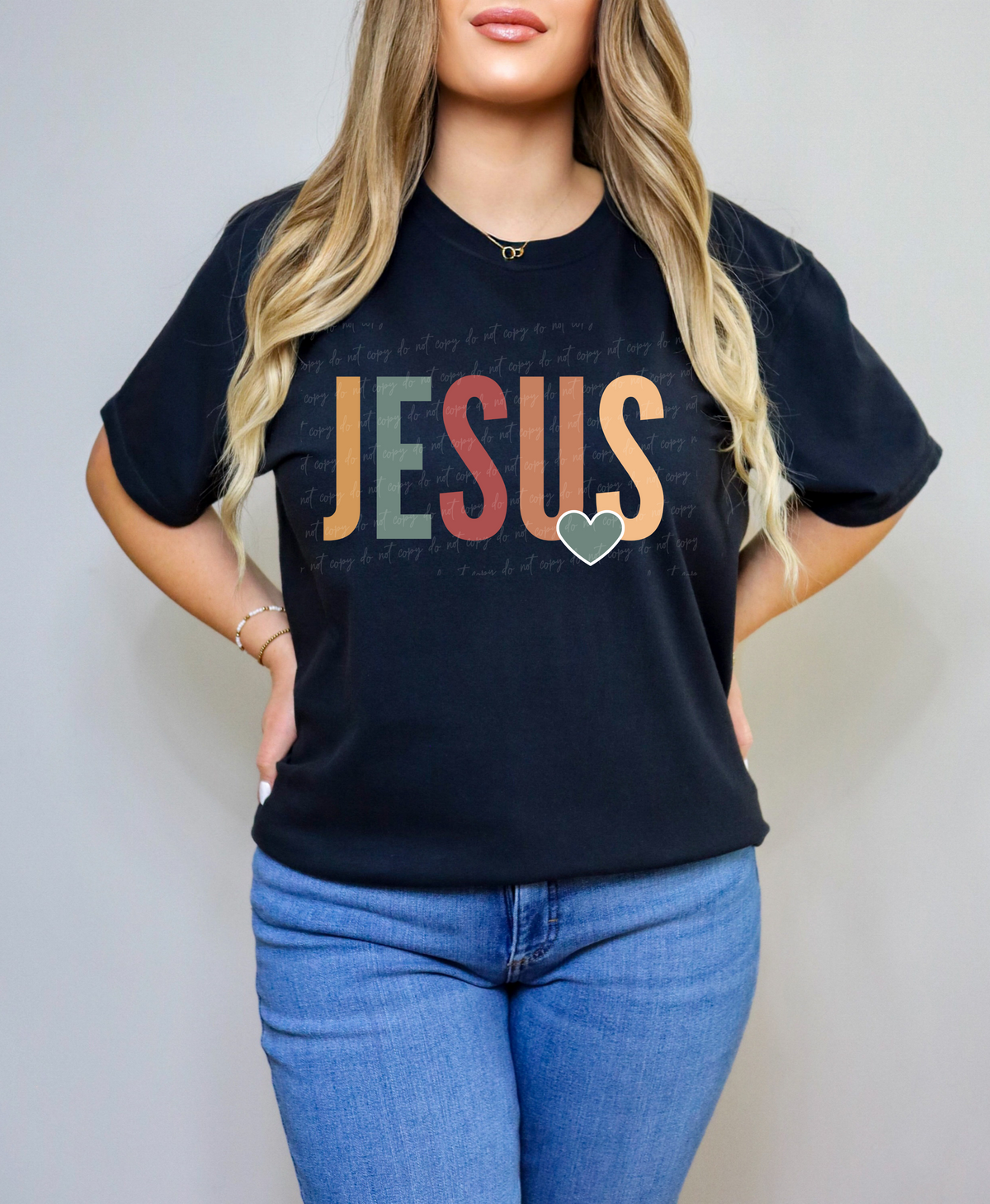 Jesus muted with heart 28896 DTF Transfer