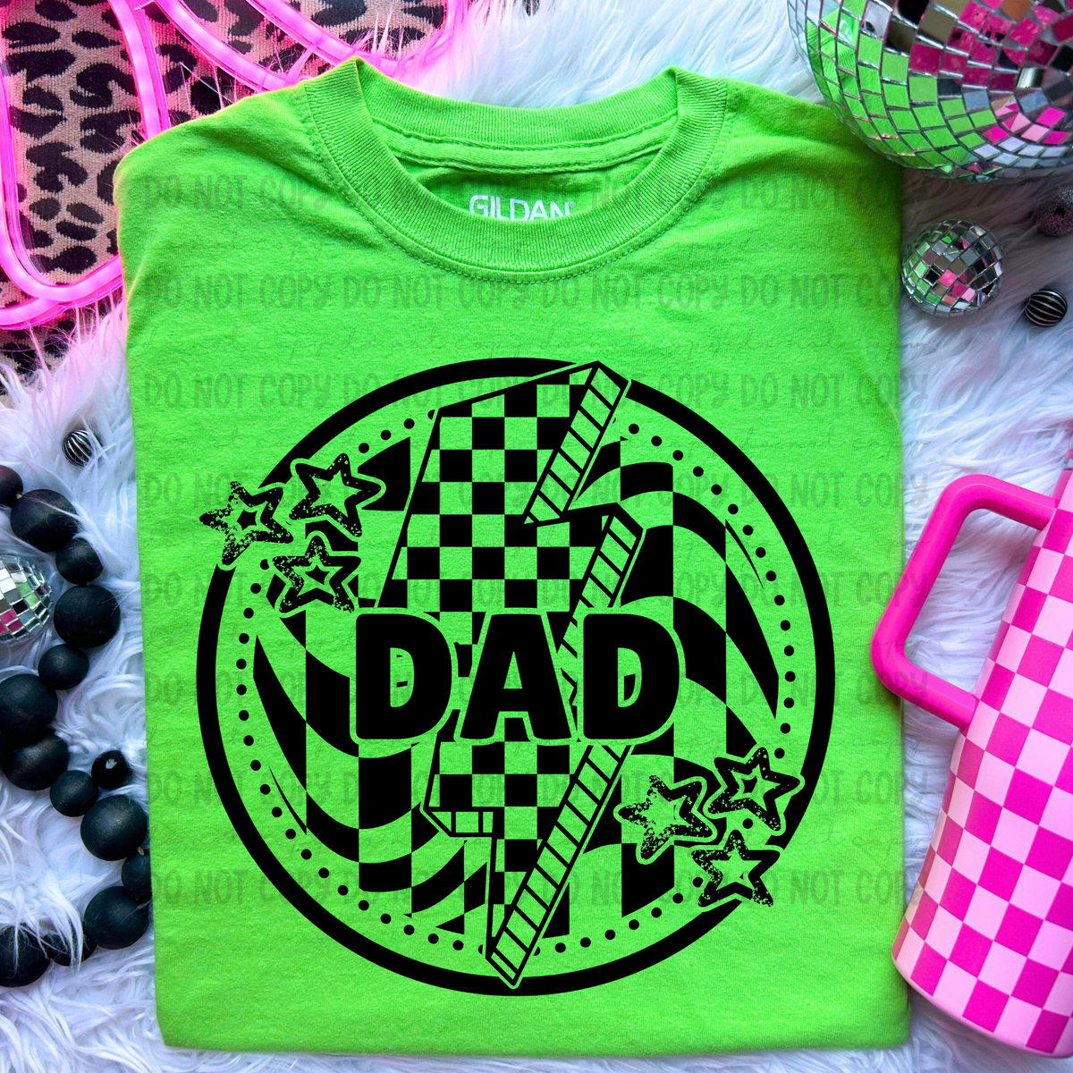 Dad Black Checkered Bolt (REVEL) DTF transfer