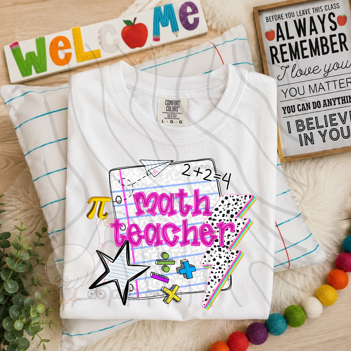 Math teacher rainbow dalmatian lightning bolts (DKD) DTF transfer