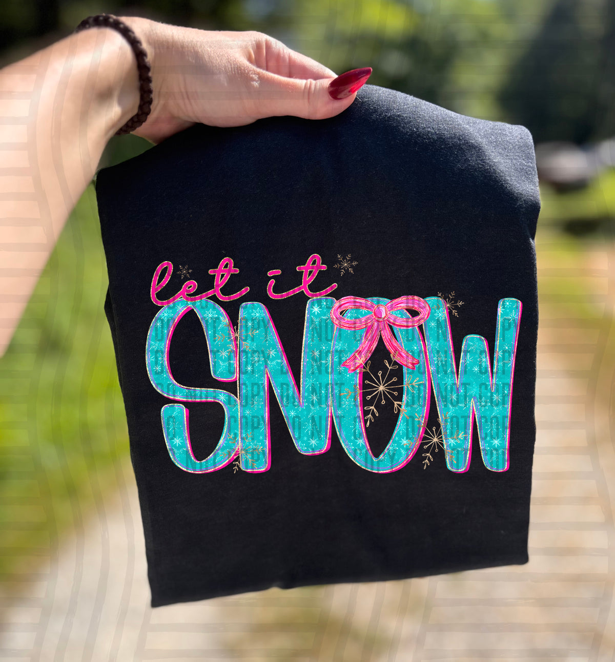 Let it Snow bow (caplinger) DTF transfer