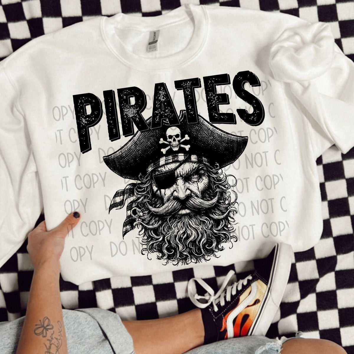 Pirates black/white outline DTF transfer