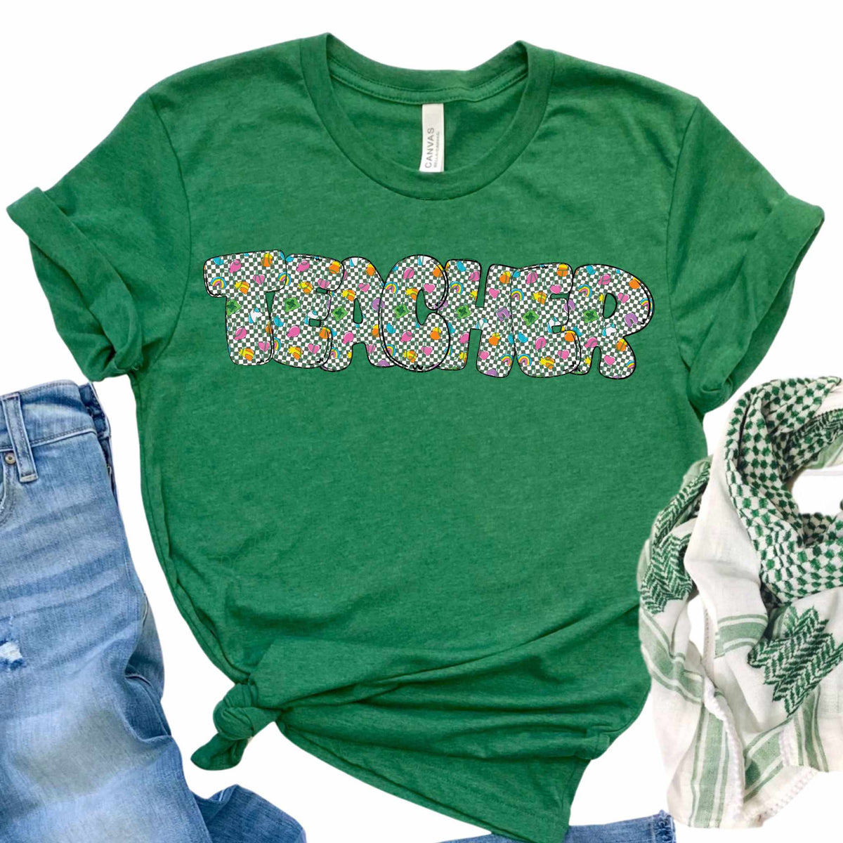 Teacher checkered with marshmallows (CITY) 85083 DTF transfer