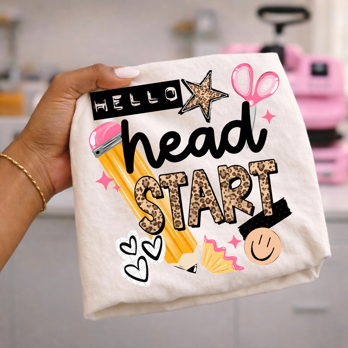 Hello head start leopard & pink (CSC) DTF Transfer