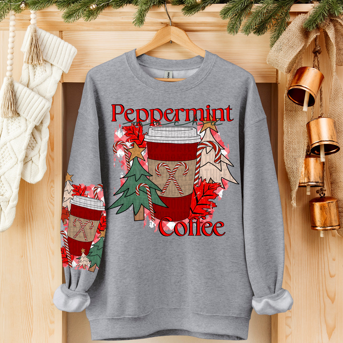 Peppermint Coffee front only 113276 DTF transfer