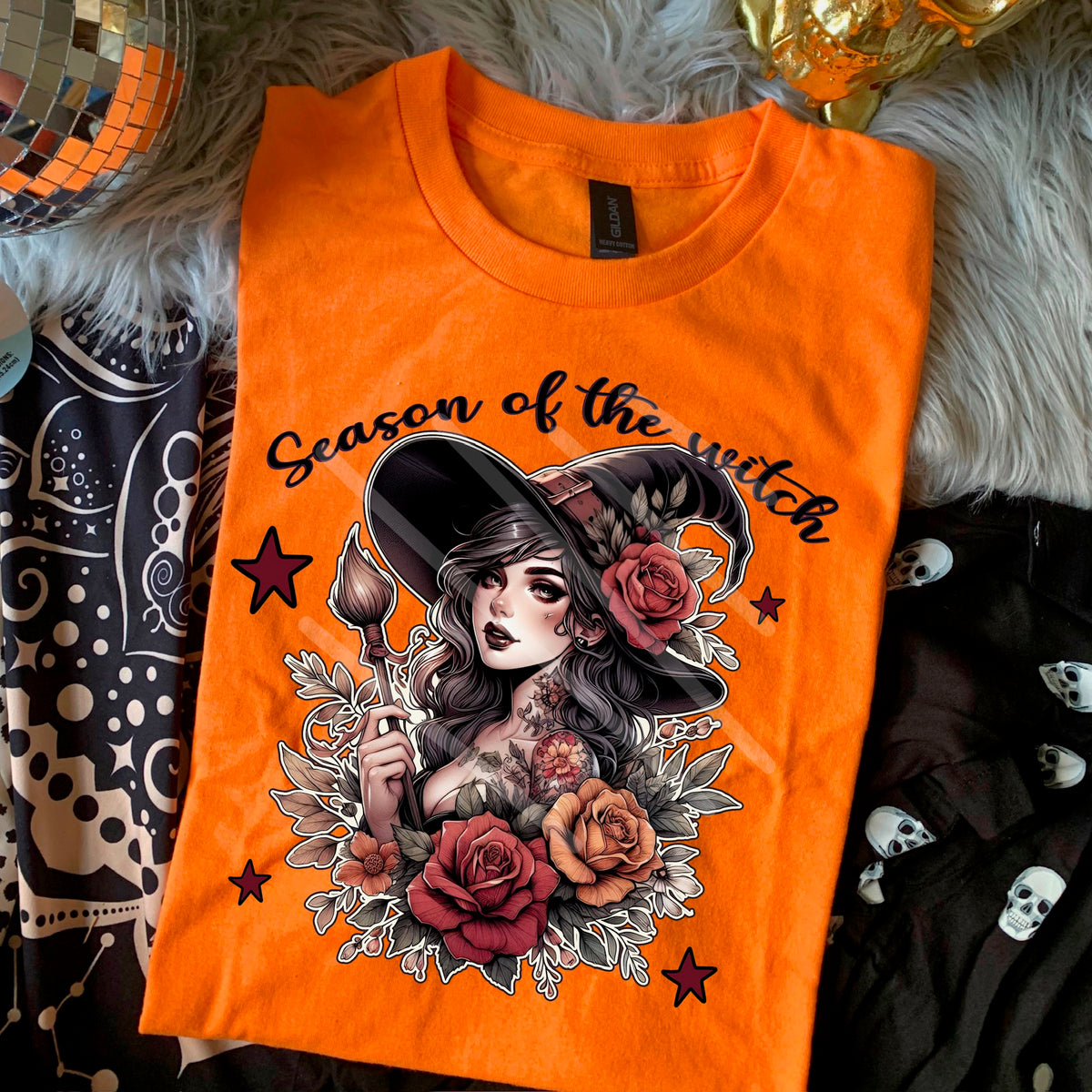 Season of the witch with roses 110763 DTF transfer