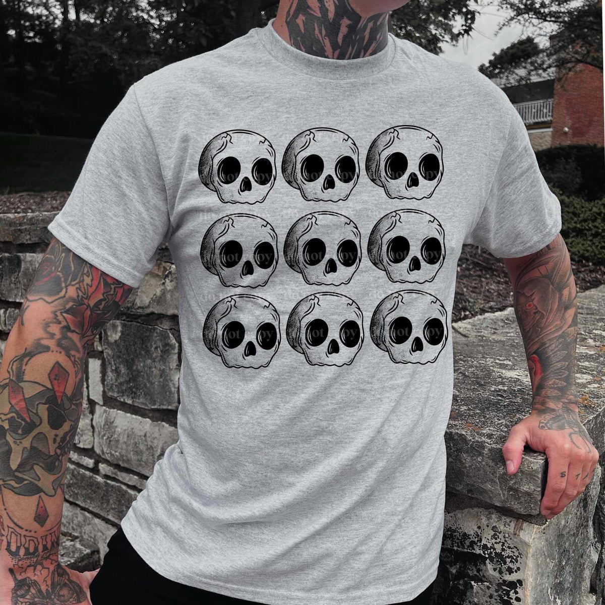 Black skull collage (CSC) 58555 DTF transfer