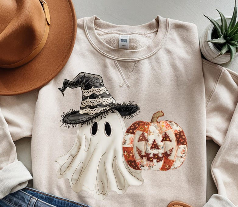 Ghost with patched pumpkin 109847 DTF transfer