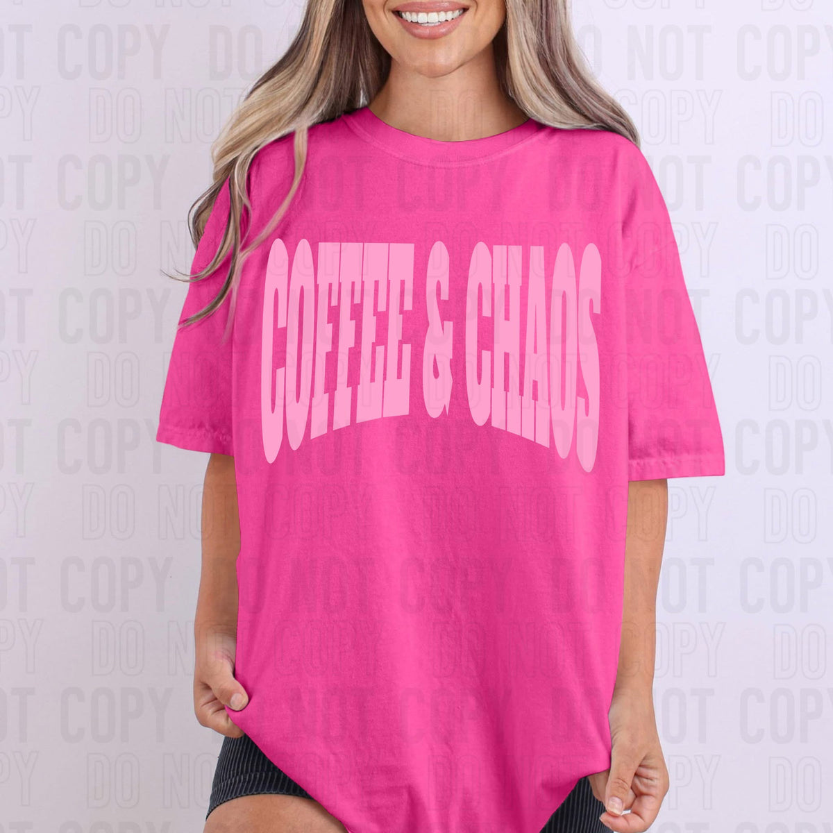 Coffee and Chaos pink (SBB) 110985 DTF transfer