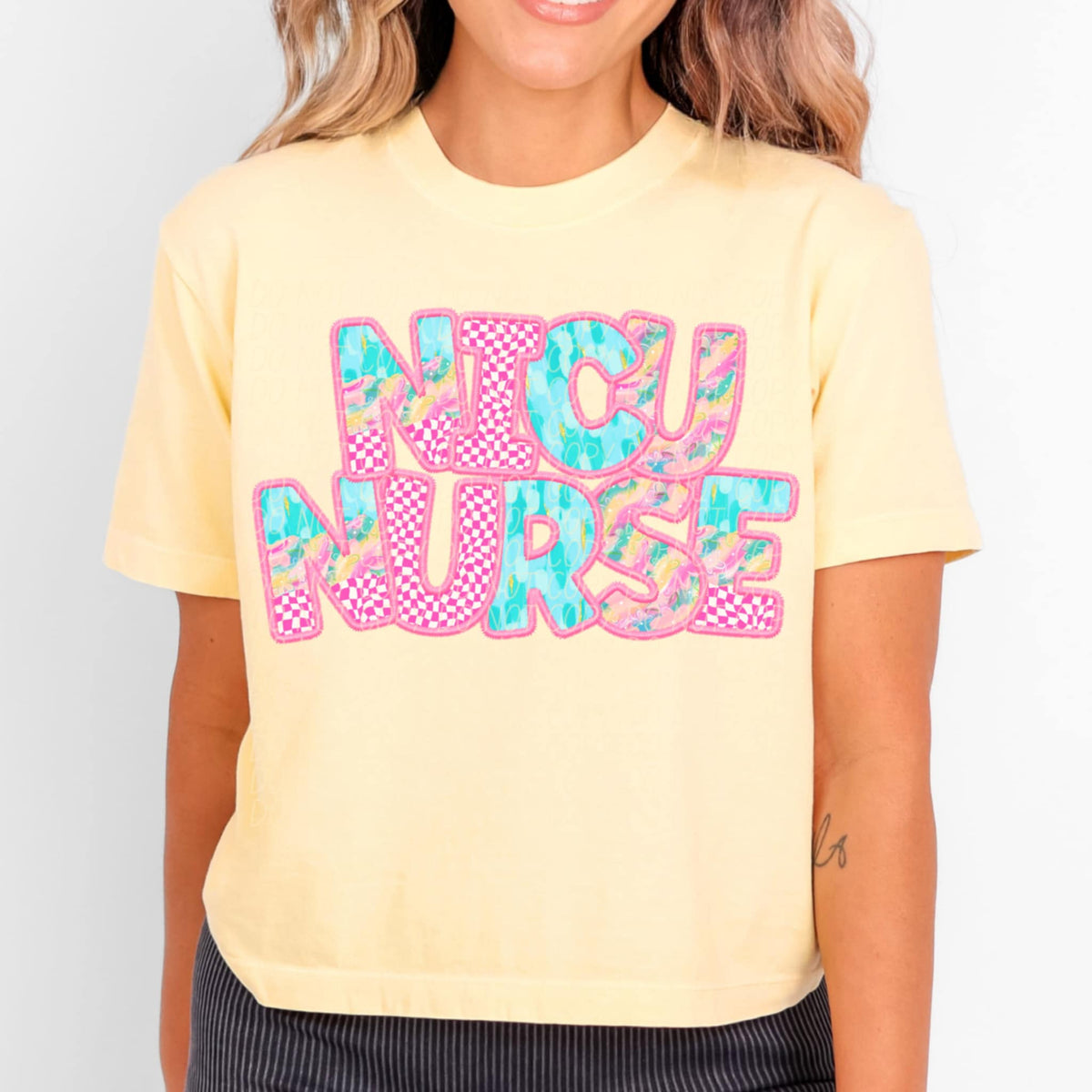 NICU nurse pink checkered (CITY) 97075 DTF transfer