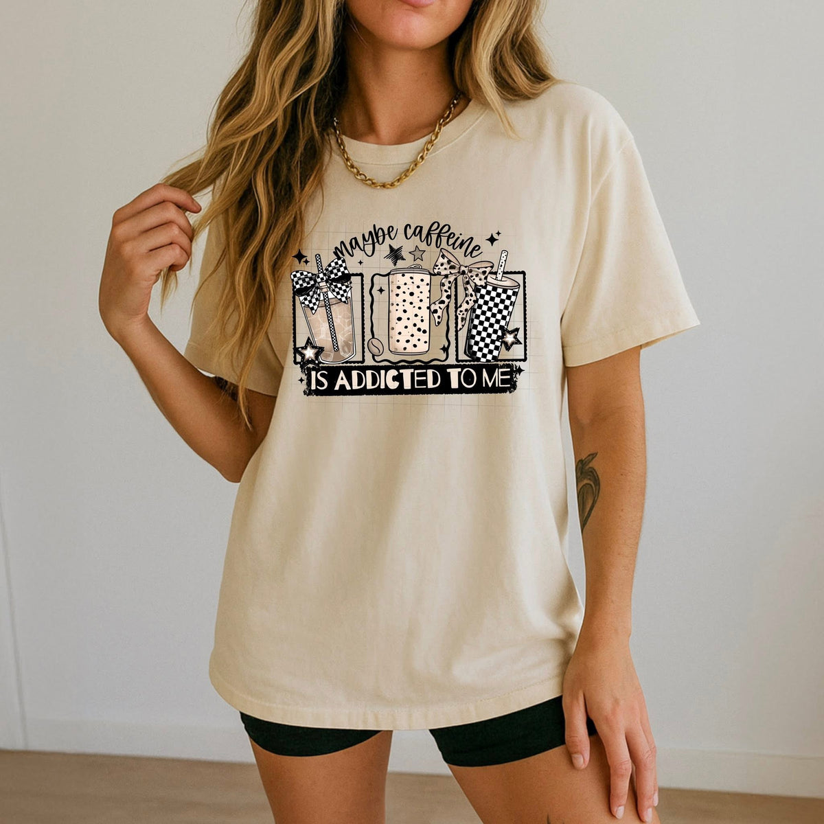 Maybe caffeine is addicted to me black (csc) DTF Transfer