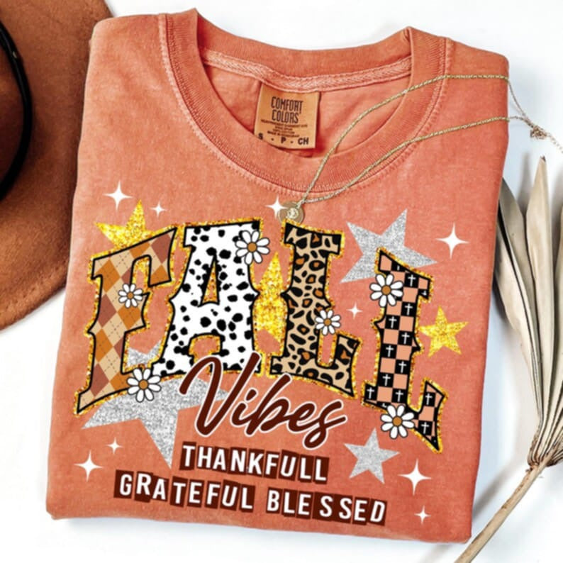 Fall Vibes Thankful DTF transfers