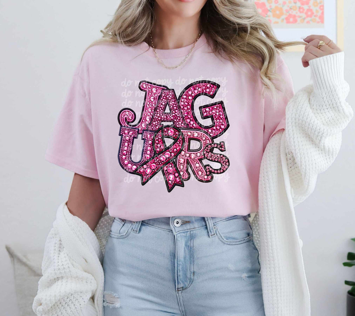 Jaguars pink rhinestone 60614 DTF transfer