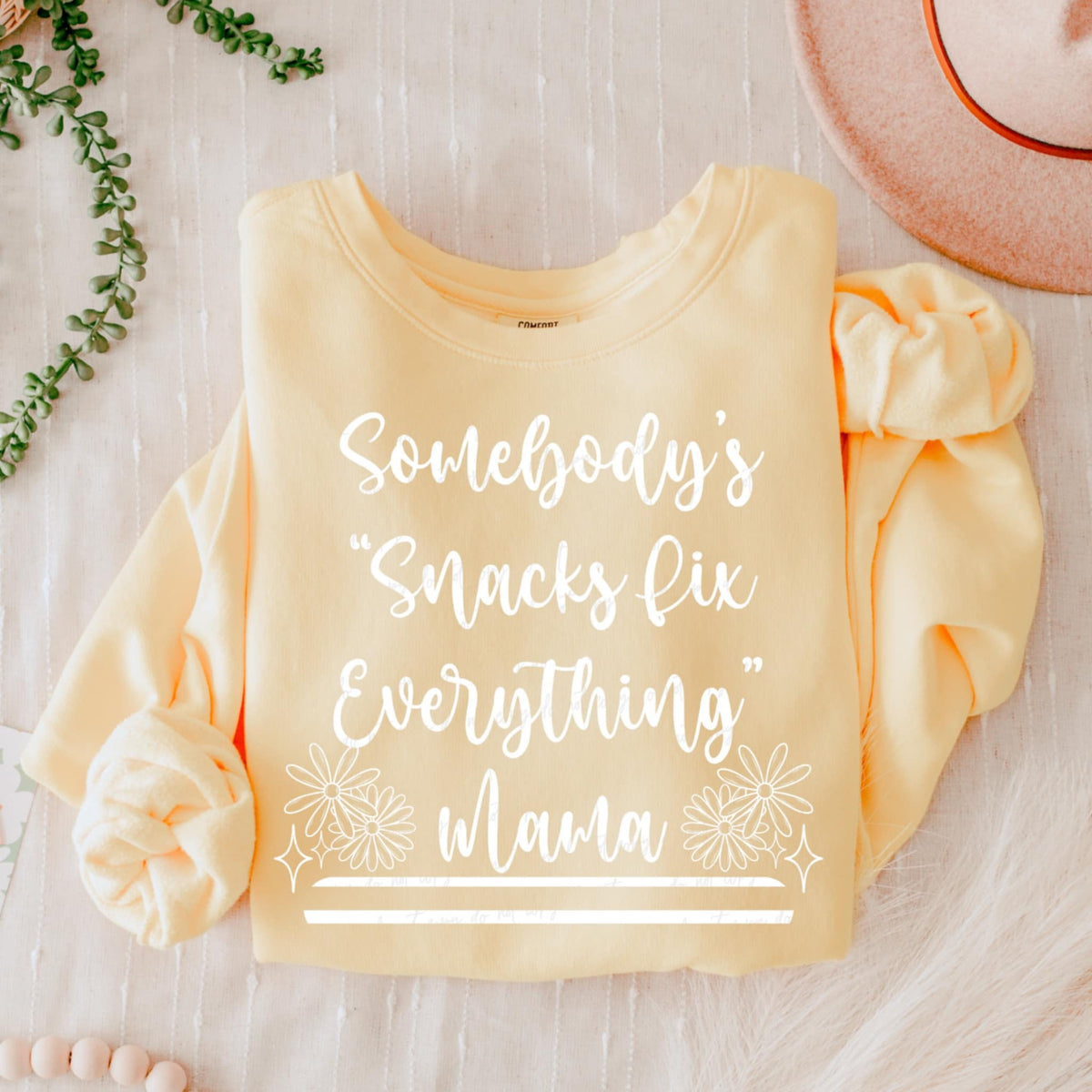 Somebody’s “snacks fix everything” mama WHITE (VIRGO) 90682 DTF transfer