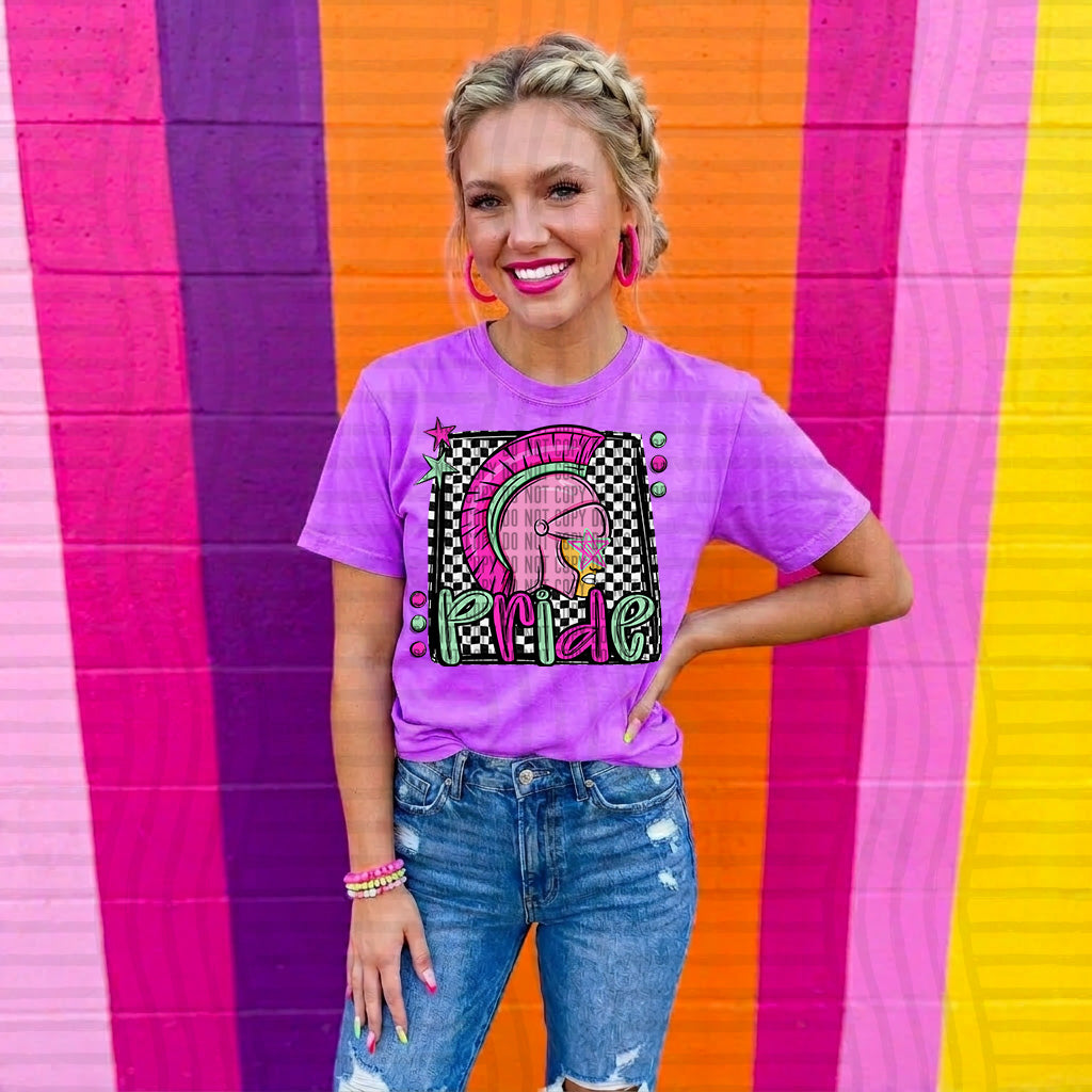 trojans_ pride preppy checkered square colorful (Caplinger) DTF Transfer