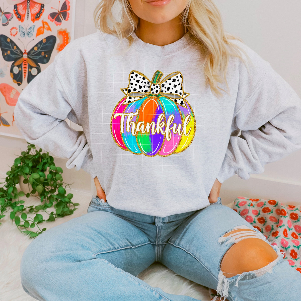 Rainbow Thankful Pumpkin 113782 DTF transfer