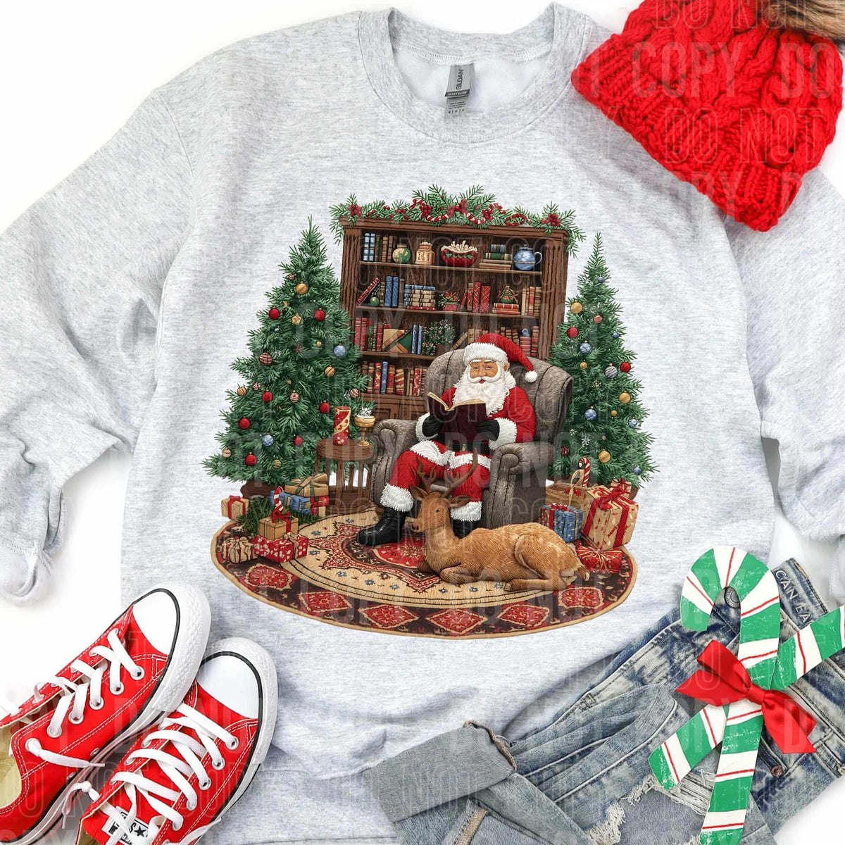 Santa reading with book case (SBB) DTF Transfer