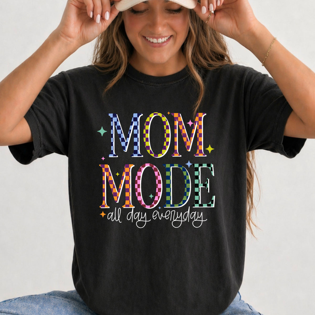 Mom mode checker (white) (CSC) DTF Transfer